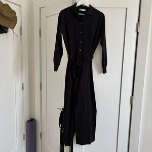 Zara Elegant knitted Black Button-Up jumpsuit